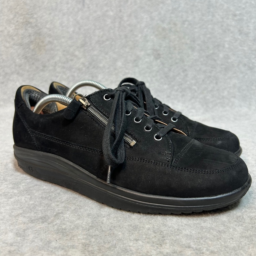 Ganter Aktiv Black Leather Comfort Walking Shoes 7G Orthotic Support Germany 8.5
